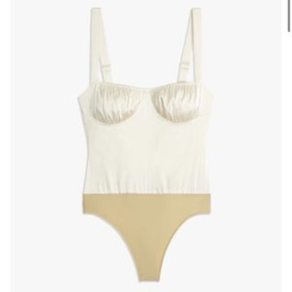 WeWoreWhat Ruched Tank Stretch Charmeuse Bodysuit